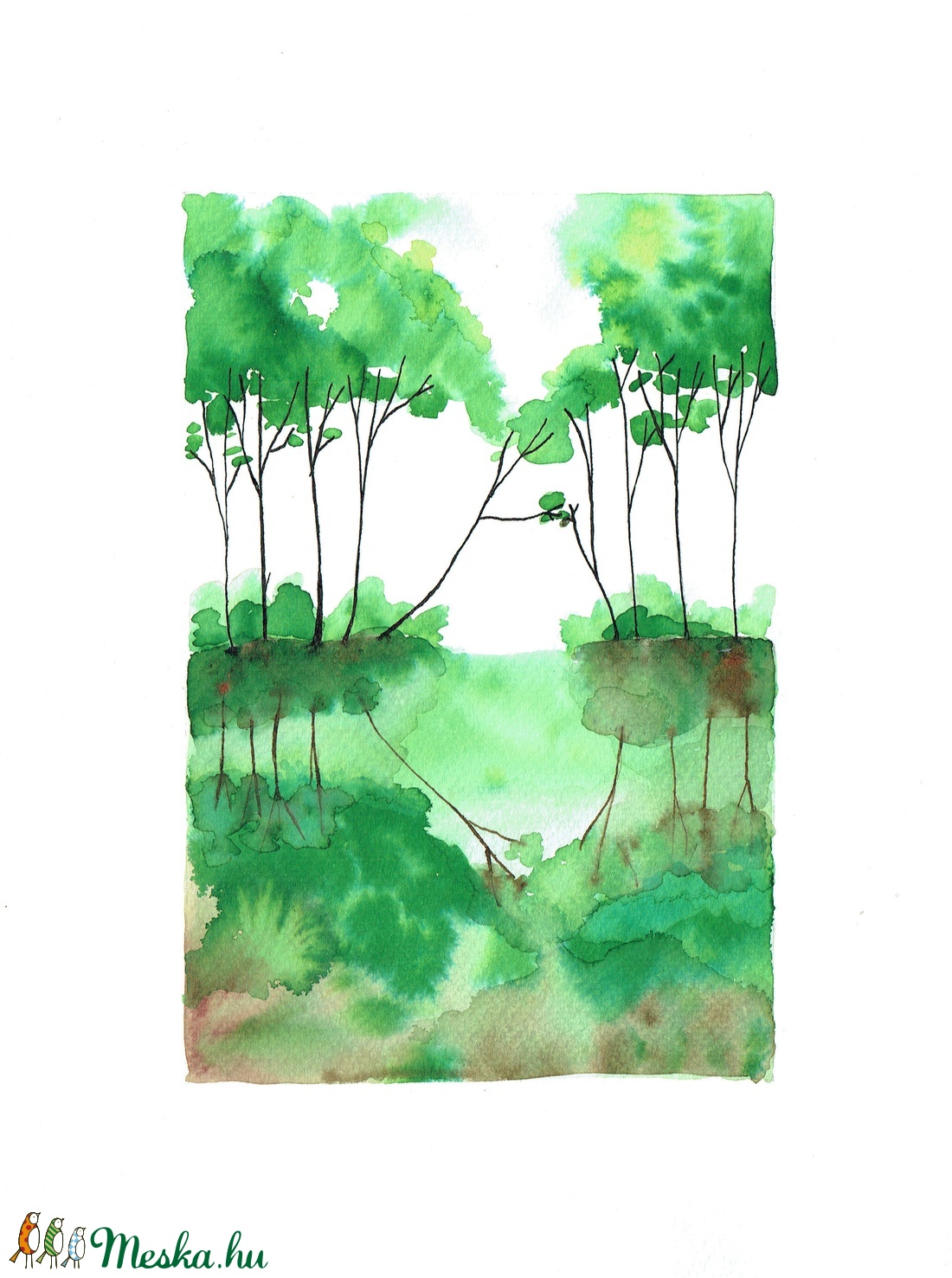 Nyári tópart akvarell nyomat -  - Meska.hu