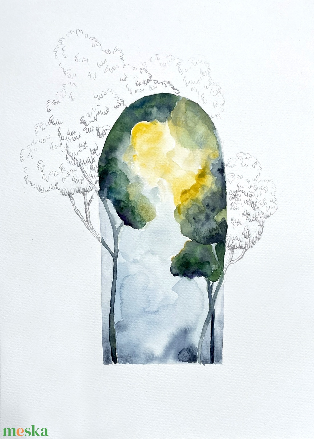 Lomb-templom IV. akvarell festmény - művészet - festmény - akvarell - Meska.hu