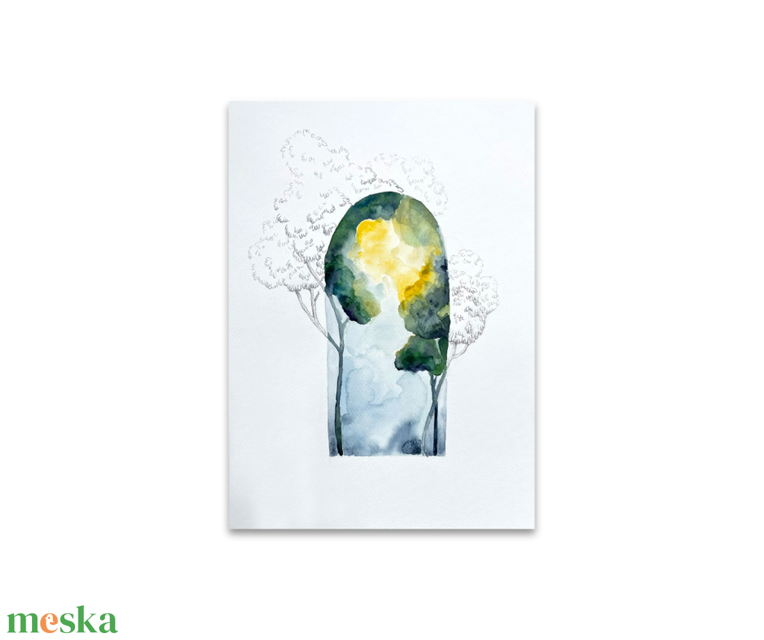 Lomb-templom IV. akvarell festmény - művészet - festmény - akvarell - Meska.hu