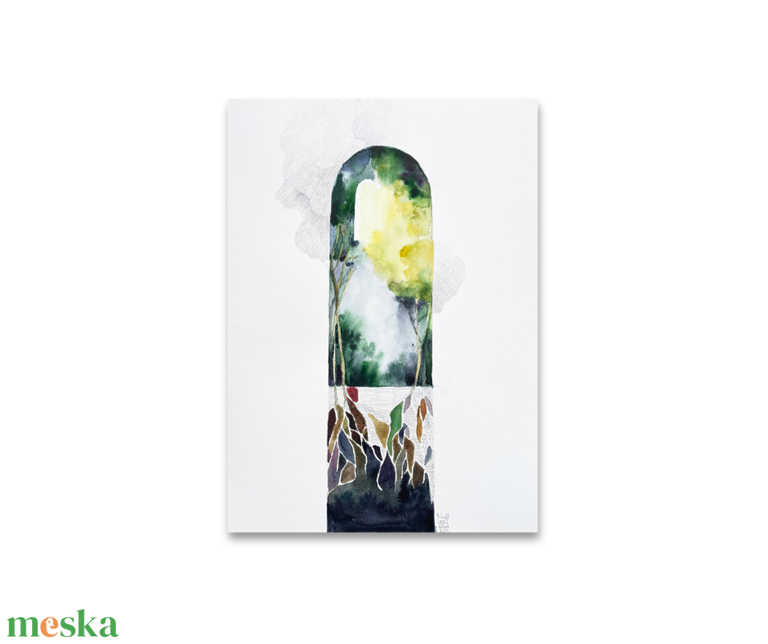 Lomb-templom III. akvarell festmény - művészet - festmény - akvarell - Meska.hu