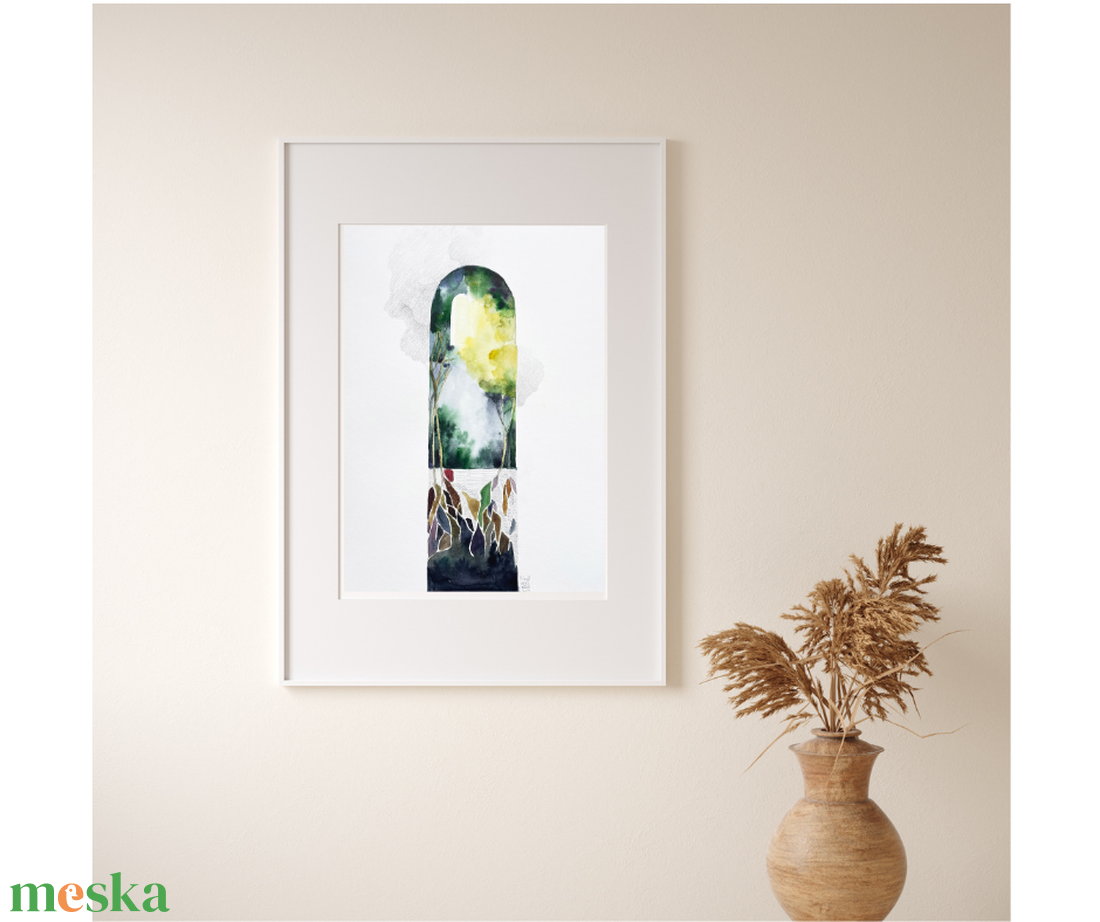 Lomb-templom III. akvarell festmény - művészet - festmény - akvarell - Meska.hu