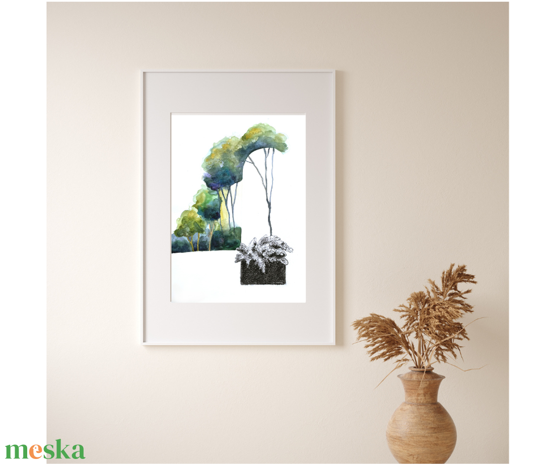 Lomb-templom I. akvarell festmény - művészet - festmény - akvarell - Meska.hu