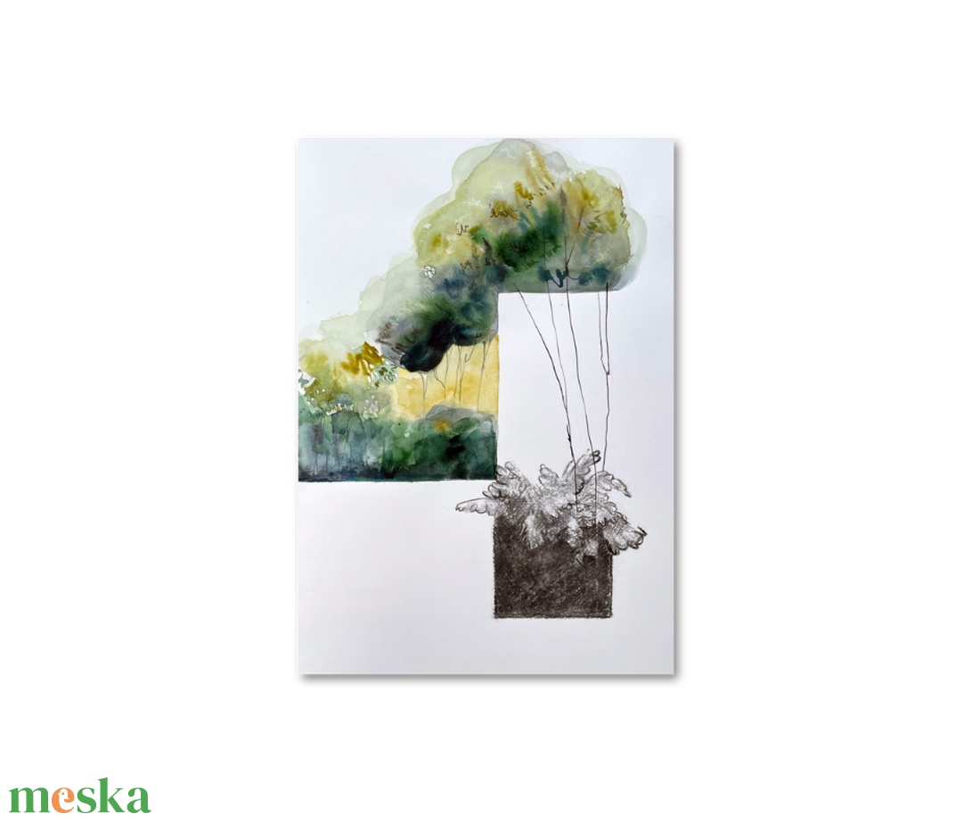 Lomb-templom II. akvarell festmény - művészet - festmény - akvarell - Meska.hu