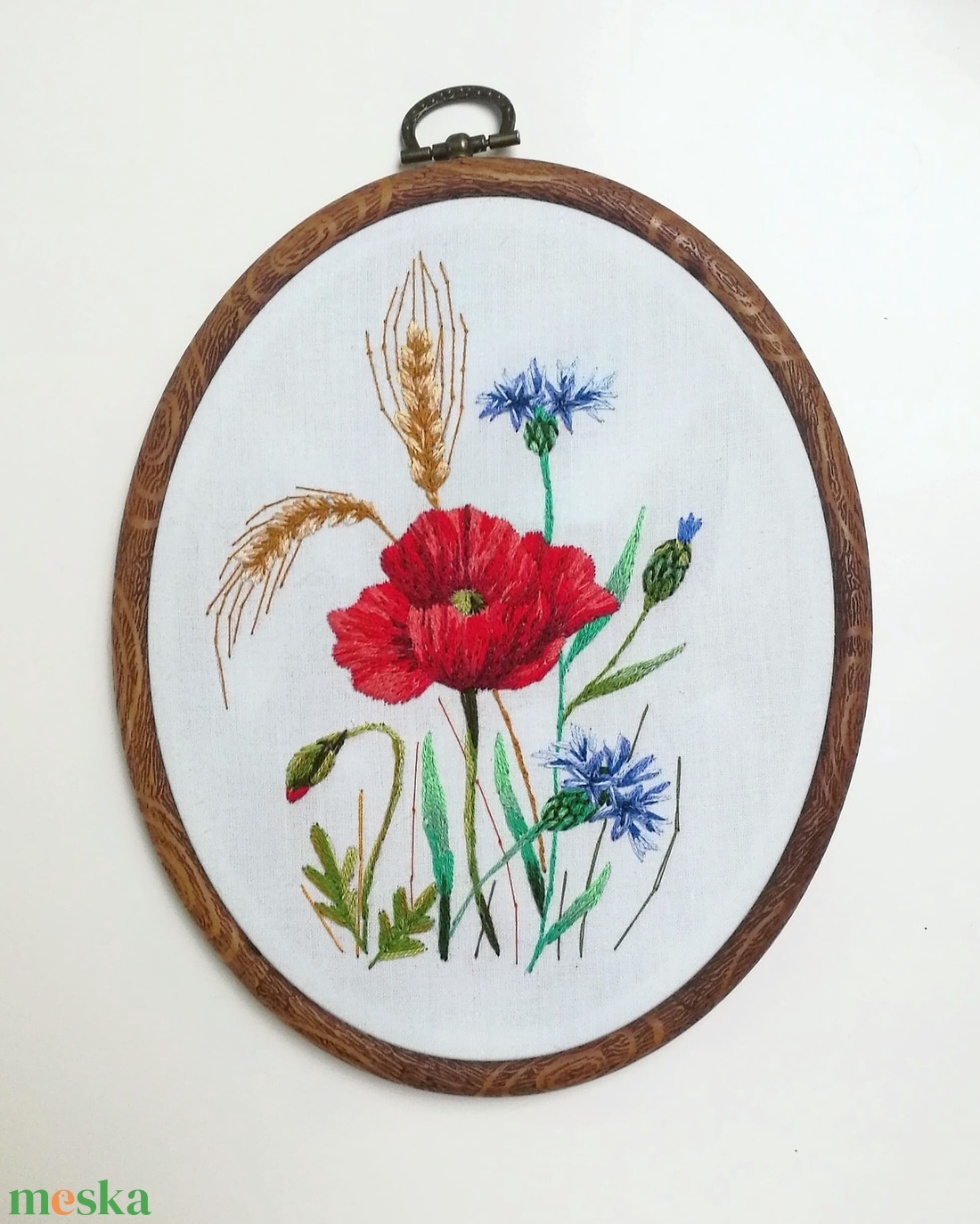 Nyári mező hímzés rámában - művészet - textilkép - egyéb - Meska.hu