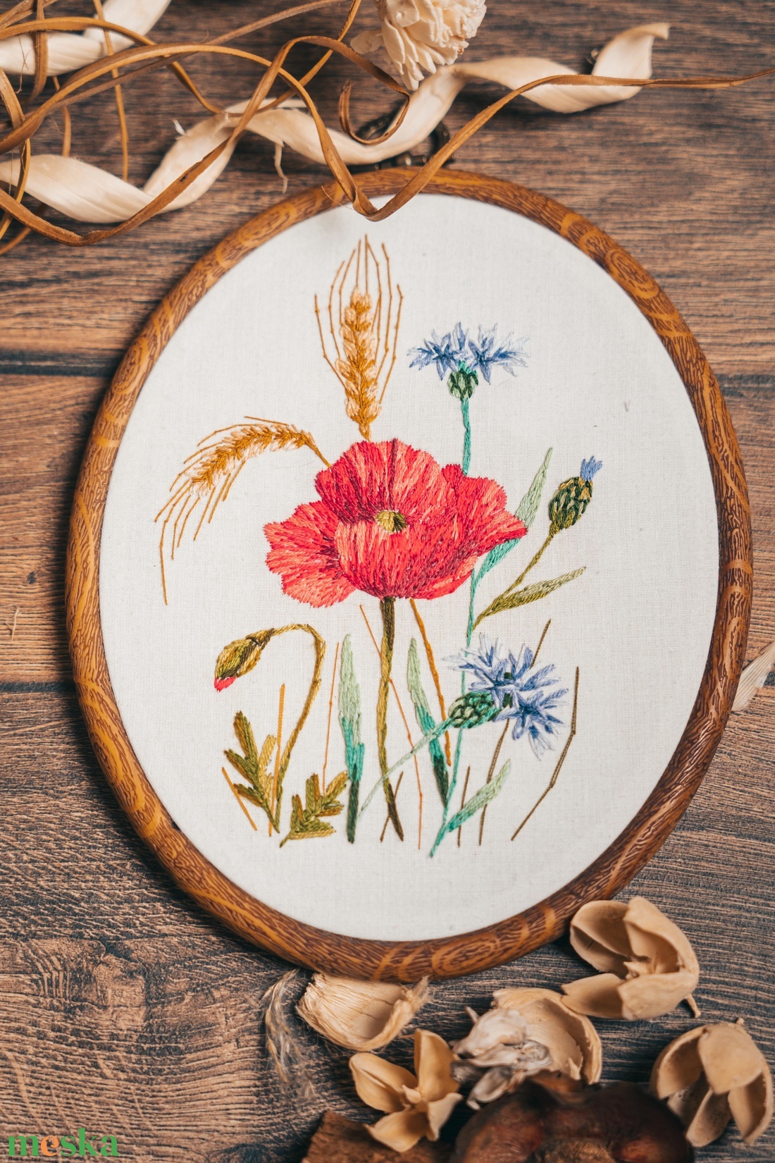 Nyári mező hímzés rámában - művészet - textilkép - egyéb - Meska.hu