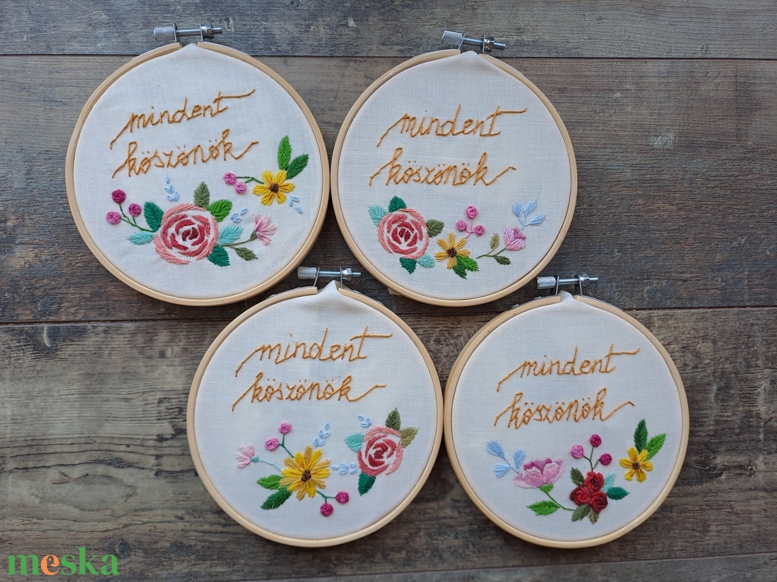 Egyedi megrendelésre készült hímzett szett - esküvő - emlék & ajándék - szülőköszöntő ajándék - Meska.hu