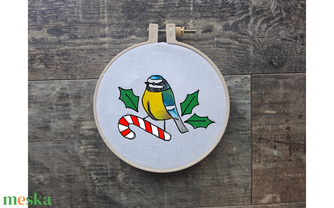 DIY karácsonyi hímzőbox - Kékcinege - diy (csináld magad) - egységcsomag - Meska.hu