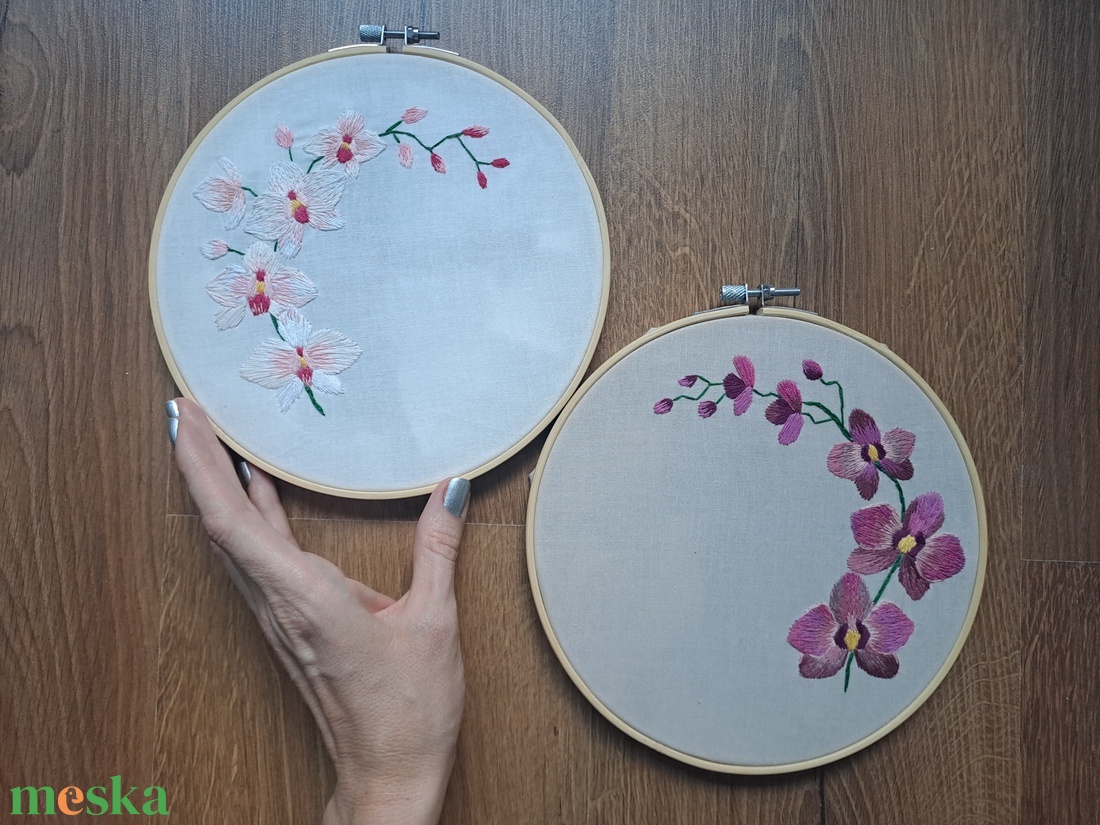 Orchideás hímzett képek választható szöveggel  - esküvő - emlék & ajándék - szülőköszöntő ajándék - Meska.hu