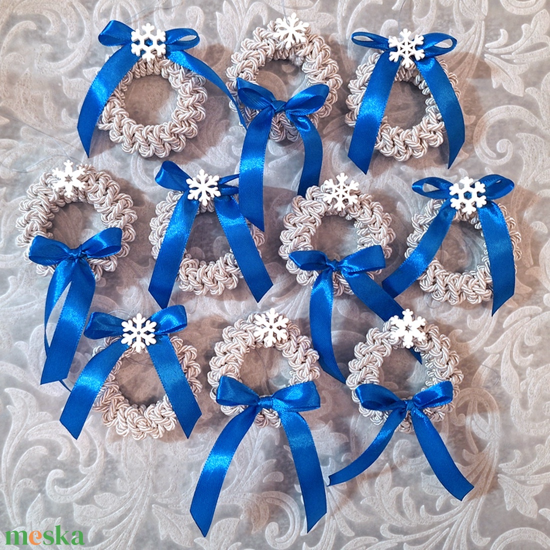 10db csomózott karácsonyfadísz 181 - karácsony - karácsonyi lakásdekoráció - karácsonyfadíszek - Meska.hu