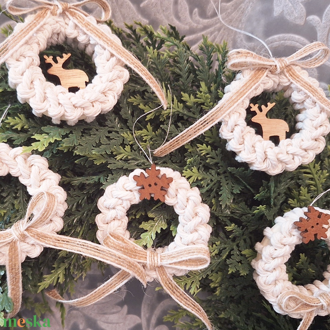 10db csomózott karácsonyfadísz 182 - karácsony - karácsonyi lakásdekoráció - karácsonyfadíszek - Meska.hu