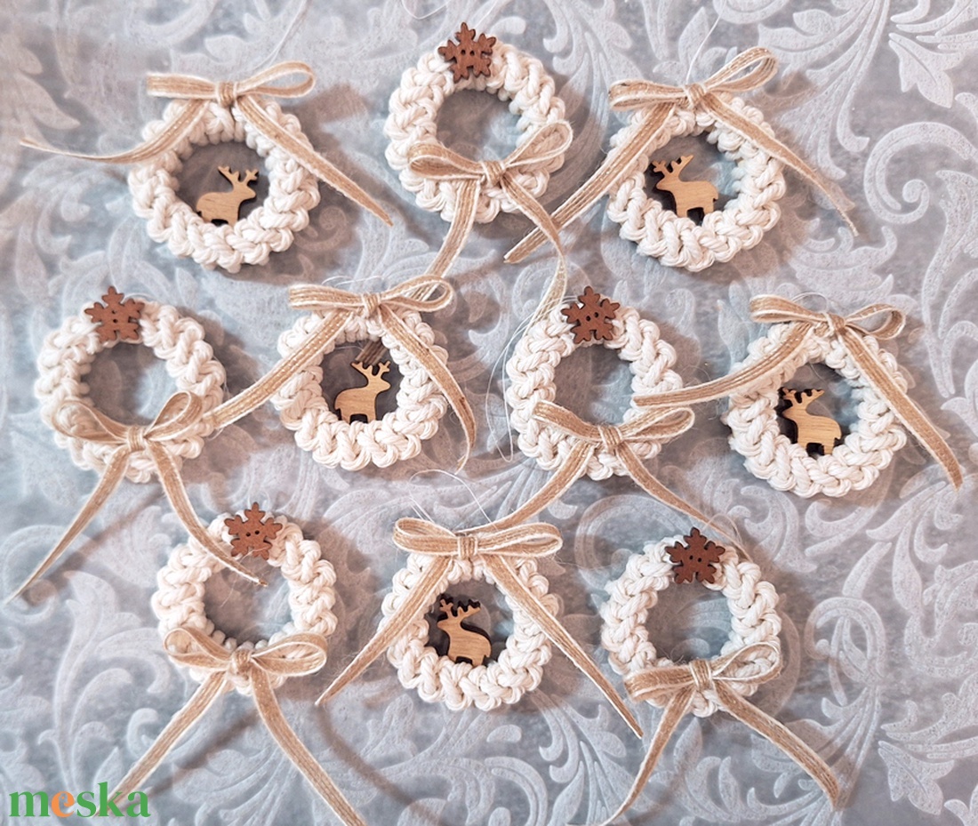 10db csomózott karácsonyfadísz 182 - karácsony - karácsonyi lakásdekoráció - karácsonyfadíszek - Meska.hu