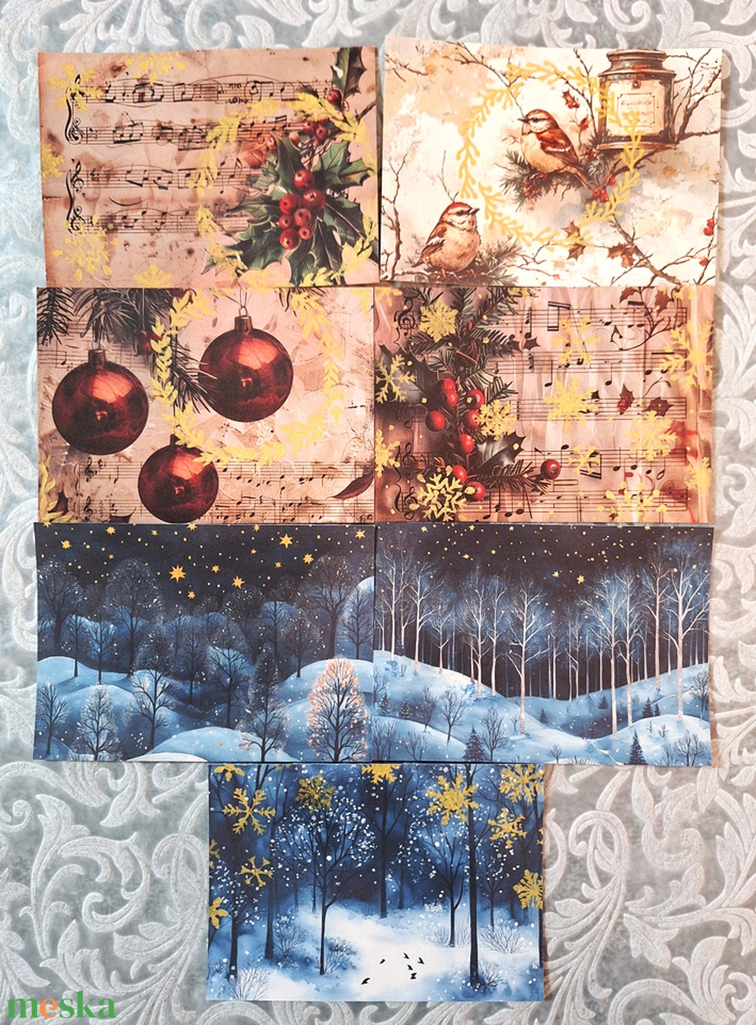 7db képeslap 191 - karácsony - karácsonyi ajándékozás - karácsonyi képeslap, üdvözlőlap, ajándékkísérő - Meska.hu