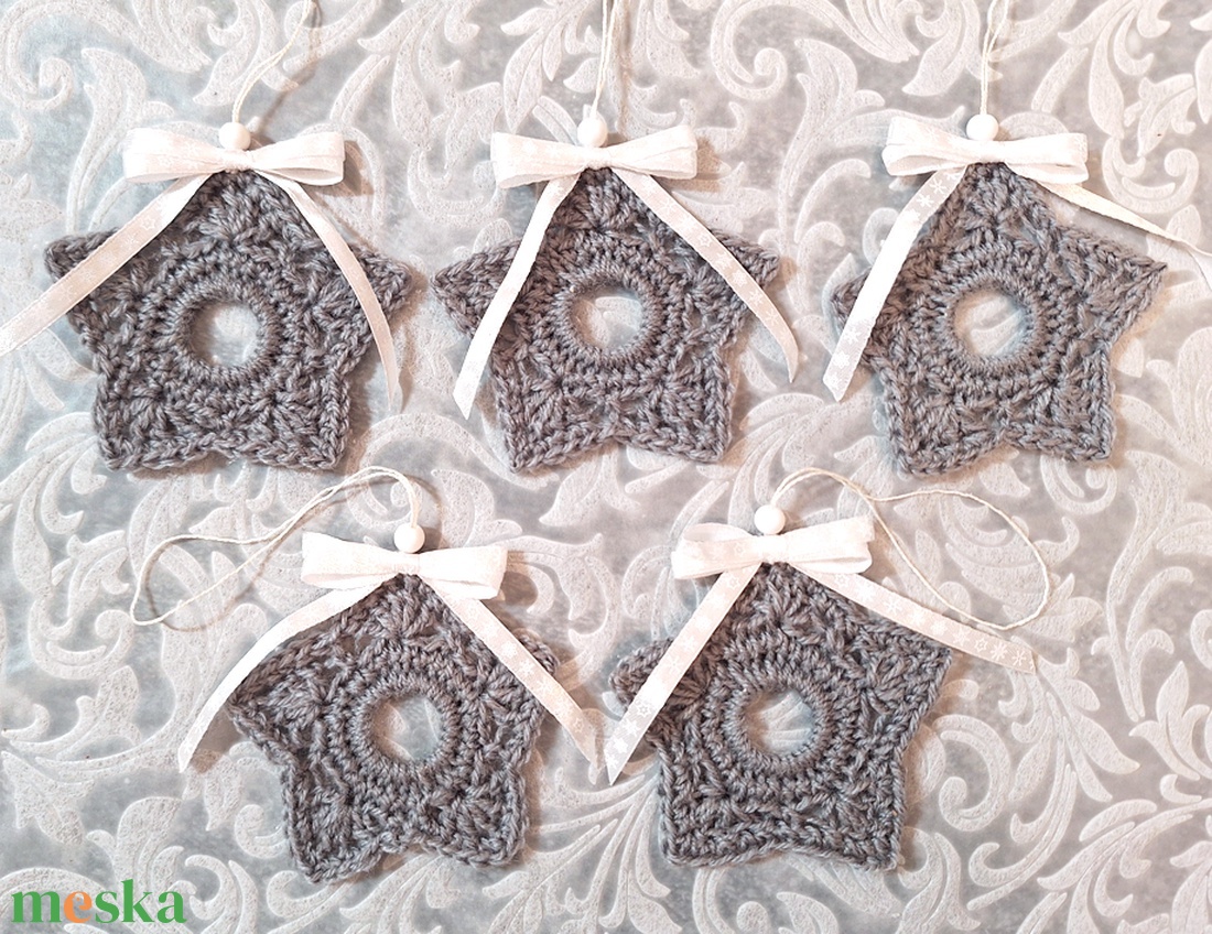 5db nagy horgolt karácsonyfadísz 196 - karácsony - karácsonyi lakásdekoráció - karácsonyfadíszek - Meska.hu