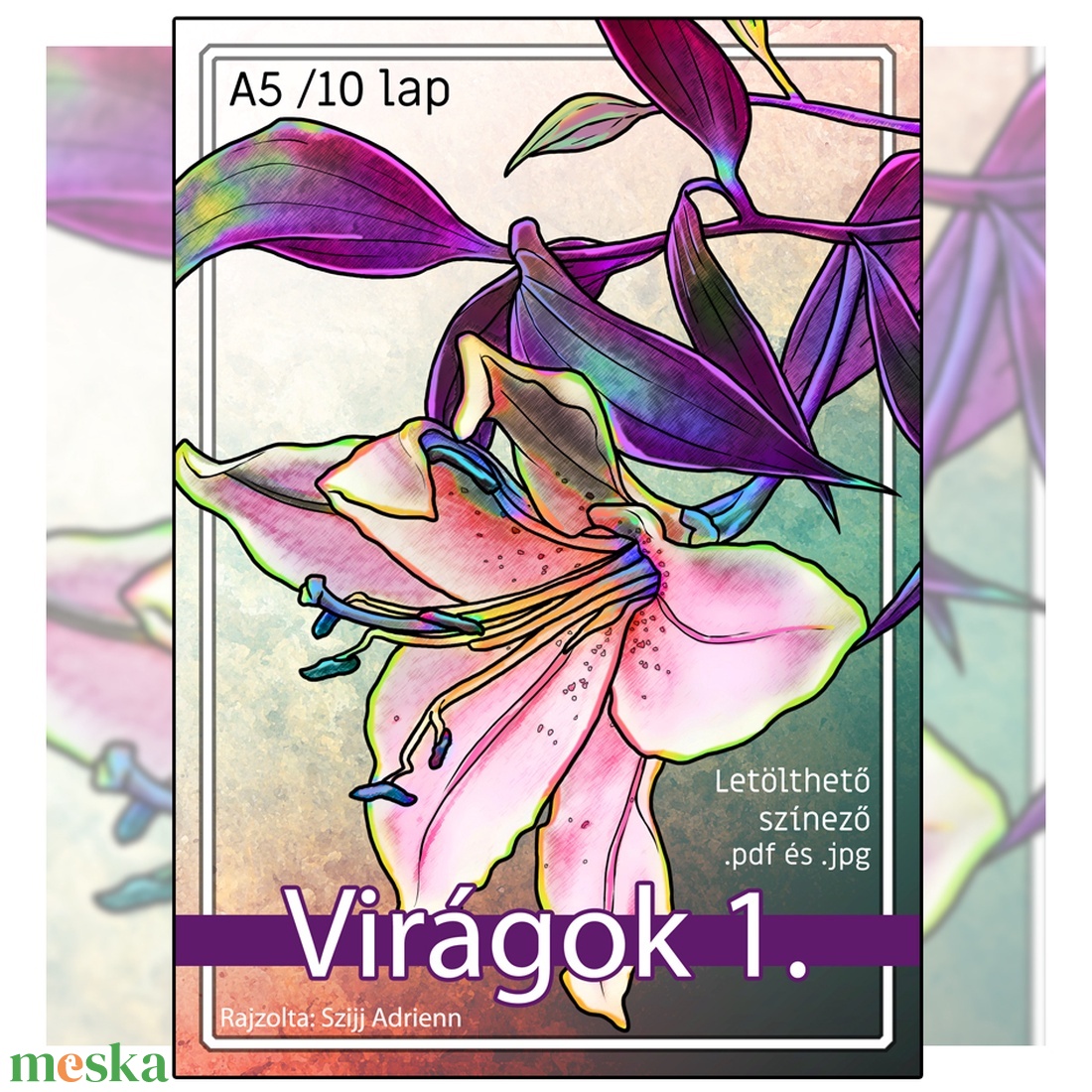 Letölthető színező - Virágok 1 - művészet - grafika & illusztráció - digitális - Meska.hu