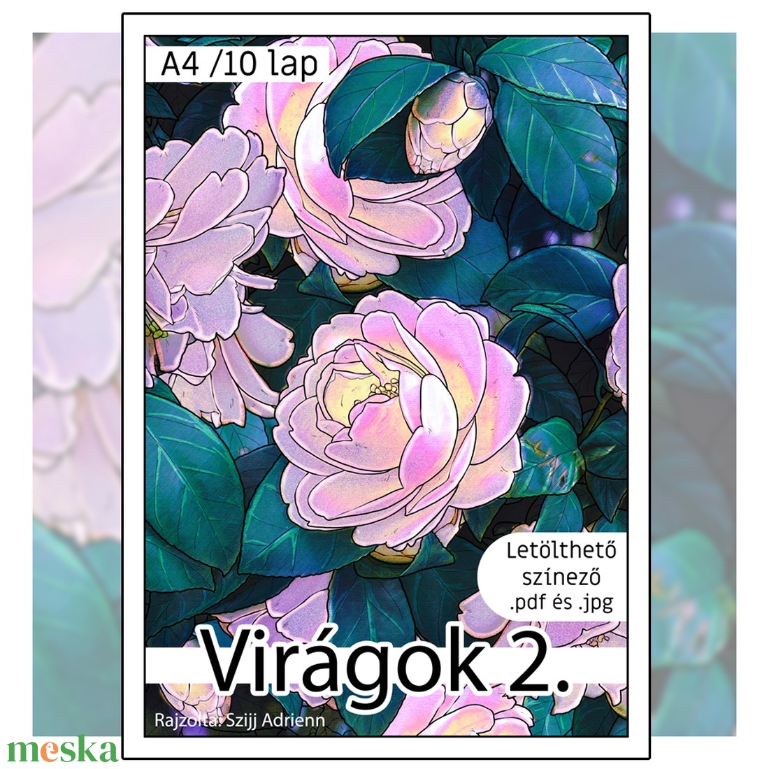 Letölthető színező - Virágok 2 - művészet - grafika & illusztráció - digitális - Meska.hu