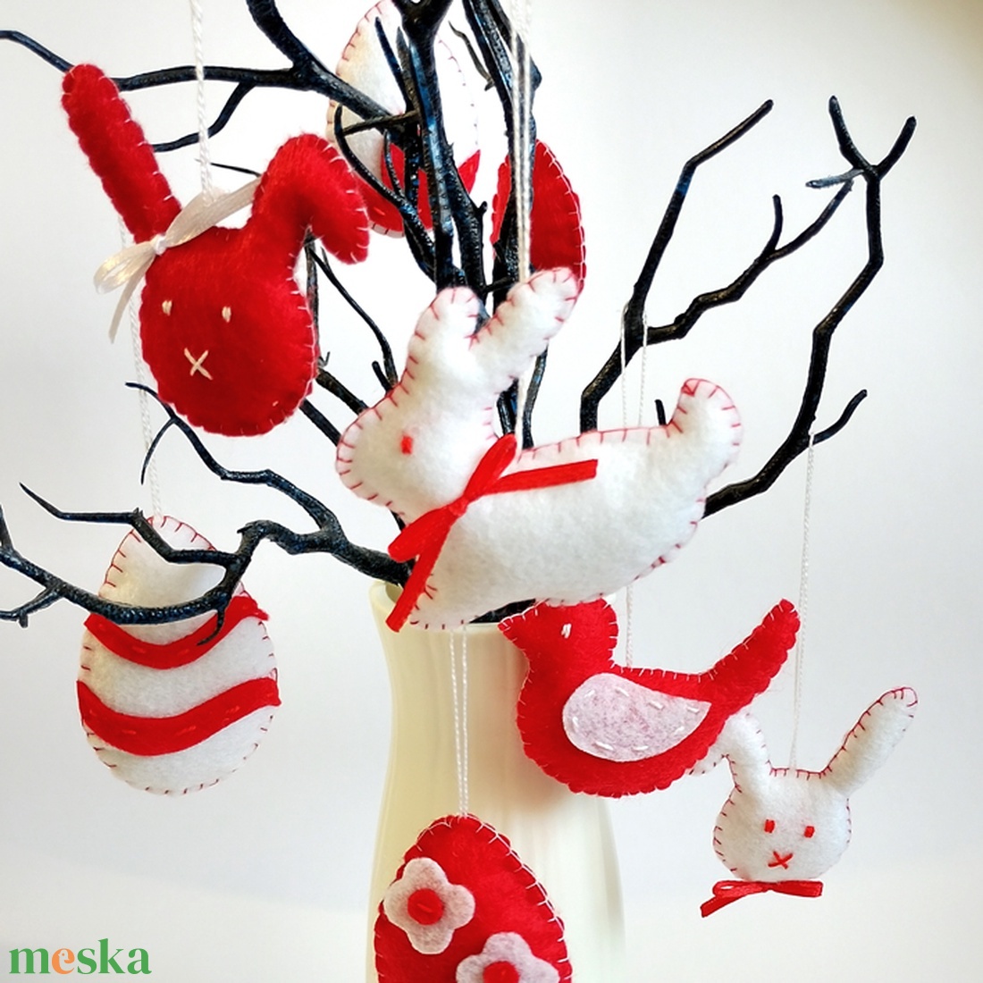 8db filc húsvéti dísz 213-214 - ünnepi díszek, dekorációk - húsvéti díszek és dekorációk - húsvéti tojásfadíszek - Meska.hu