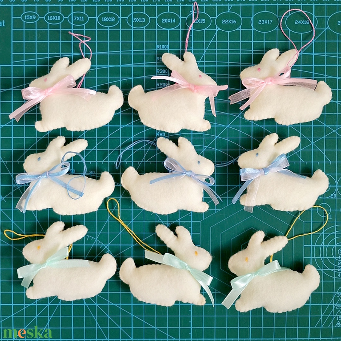 3db filc nyuszi 215-217 - ünnepi díszek, dekorációk - húsvéti díszek és dekorációk - húsvéti tojásfadíszek - Meska.hu