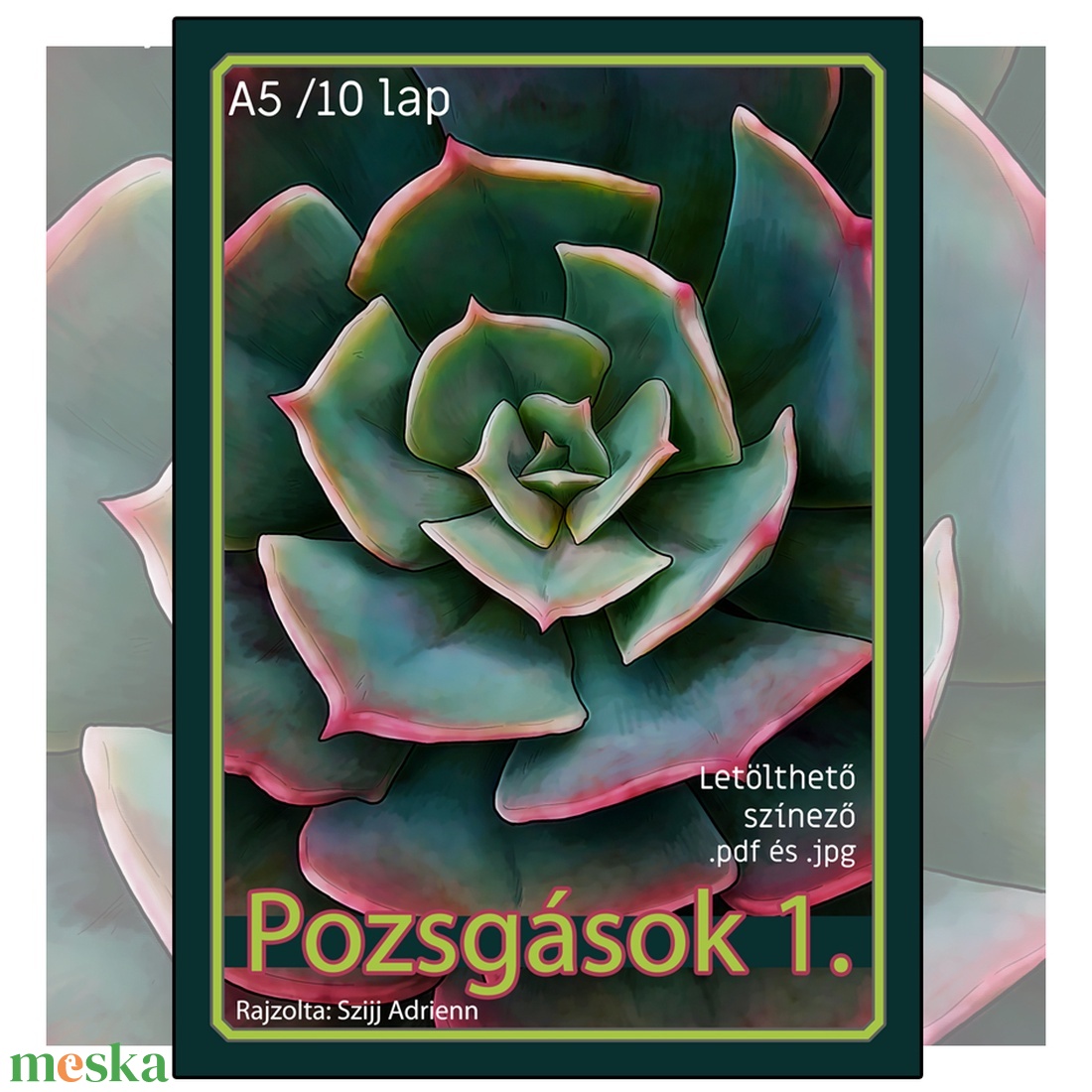 Letölthető színező - Pozsgások 1 - művészet - grafika & illusztráció - digitális - Meska.hu
