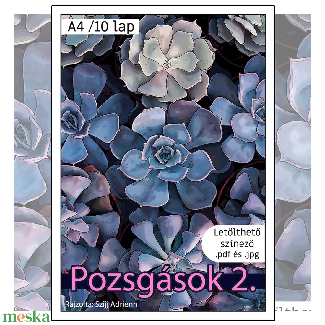 Letölthető színező - Pozsgások 2 - művészet - grafika & illusztráció - digitális - Meska.hu