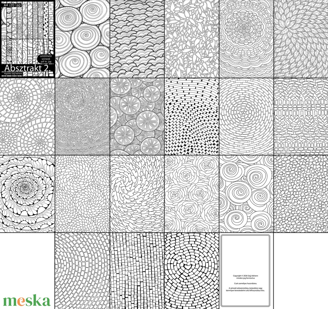 Letölthető színező - Absztrakt 1+2 - művészet - grafika & illusztráció - digitális - Meska.hu