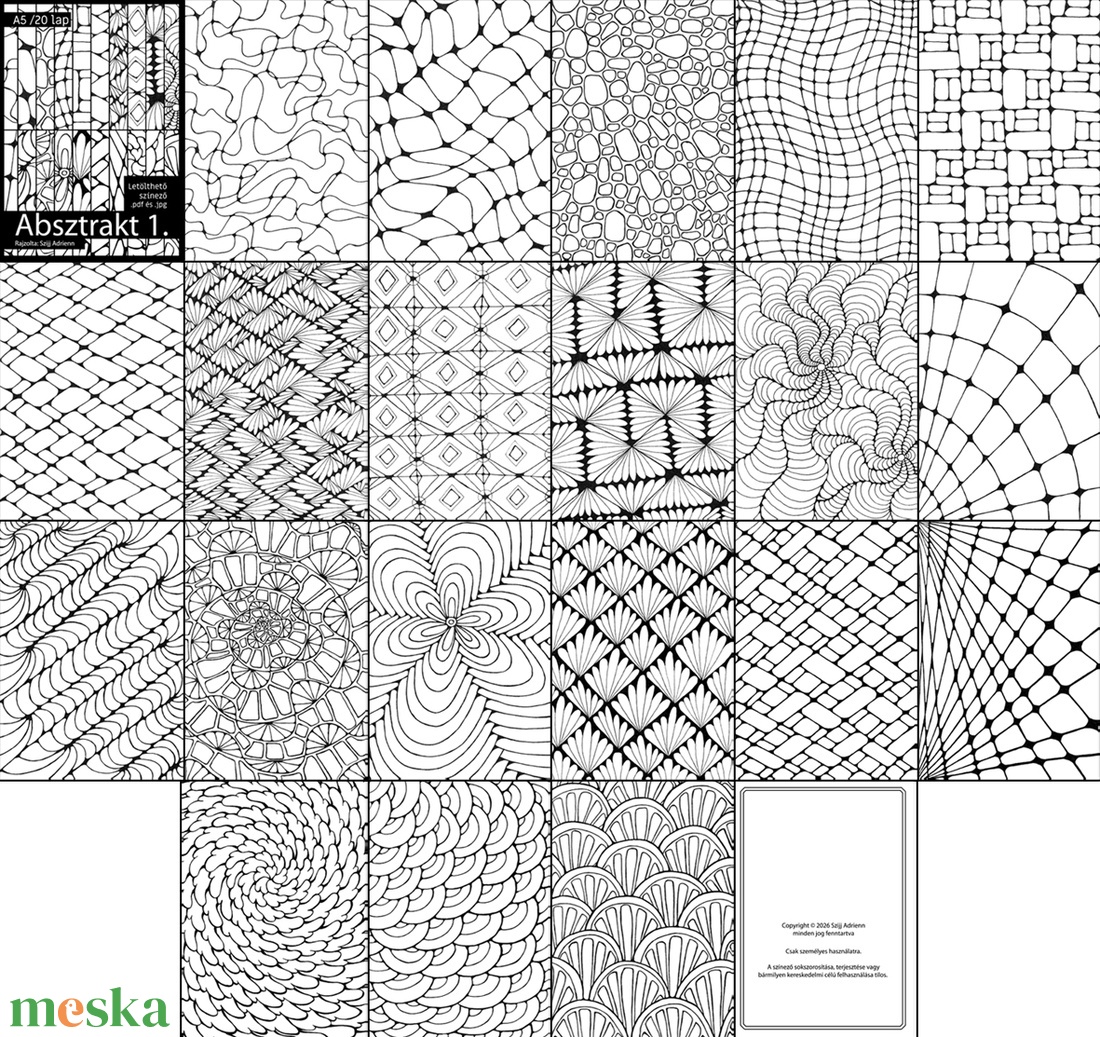 Letölthető színező - Absztrakt 1+2 - művészet - grafika & illusztráció - digitális - Meska.hu