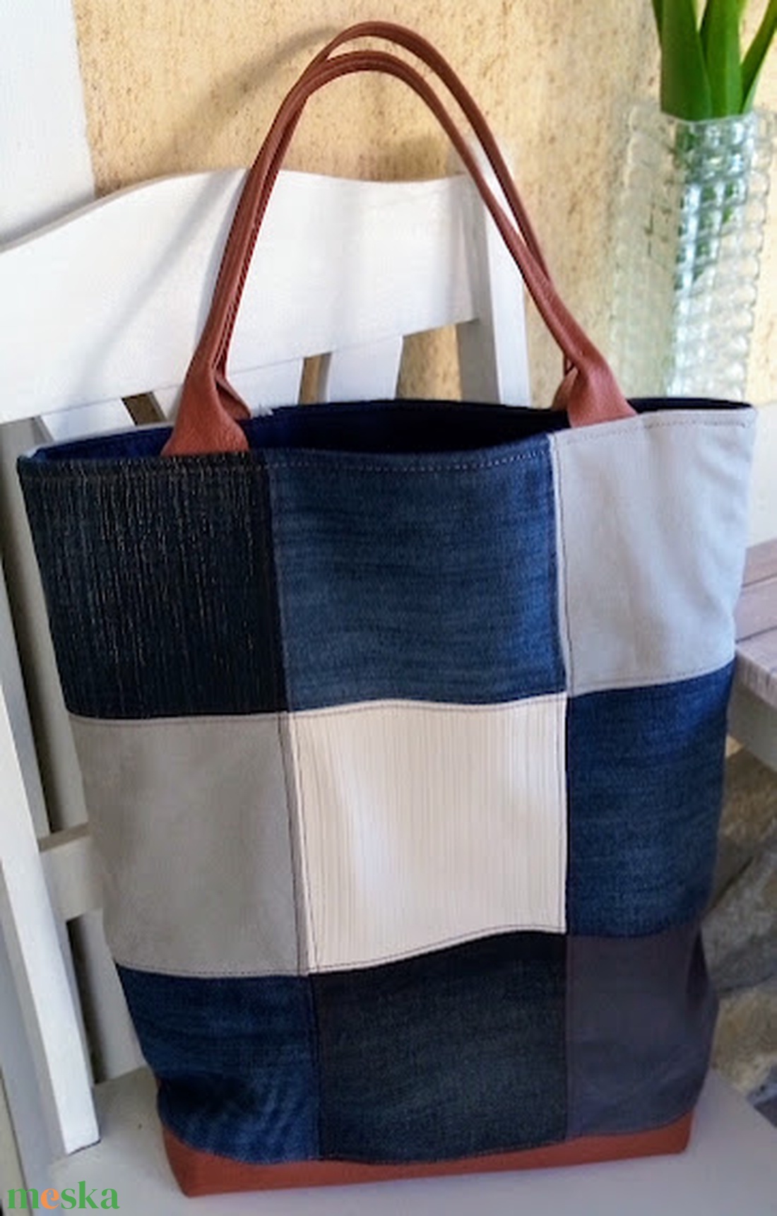 Textil és bőr shopper táska - bélelt, vállon is hordható - táska & tok - bevásárlás & shopper táska - shopper, textiltáska, szatyor - Meska.hu Textil és bőr shopper táska - bélelt, vállon is hordható - táska & tok - bevásárlás & shopper táska - shopper, textiltáska, szatyor - Meska.hu