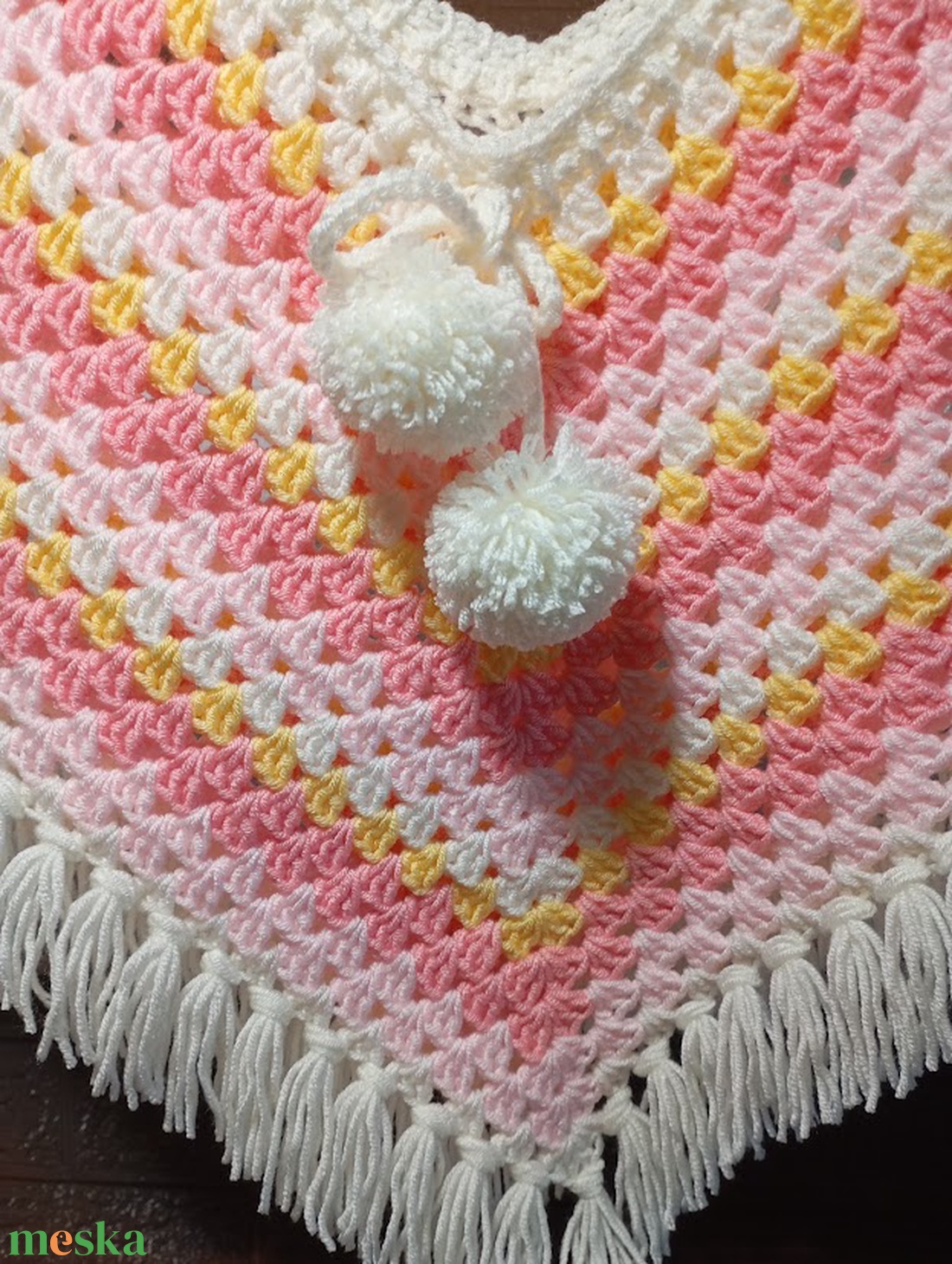 Tavaszi poncsó pici lányoknak - baba - mama - babaruházat - Meska.hu