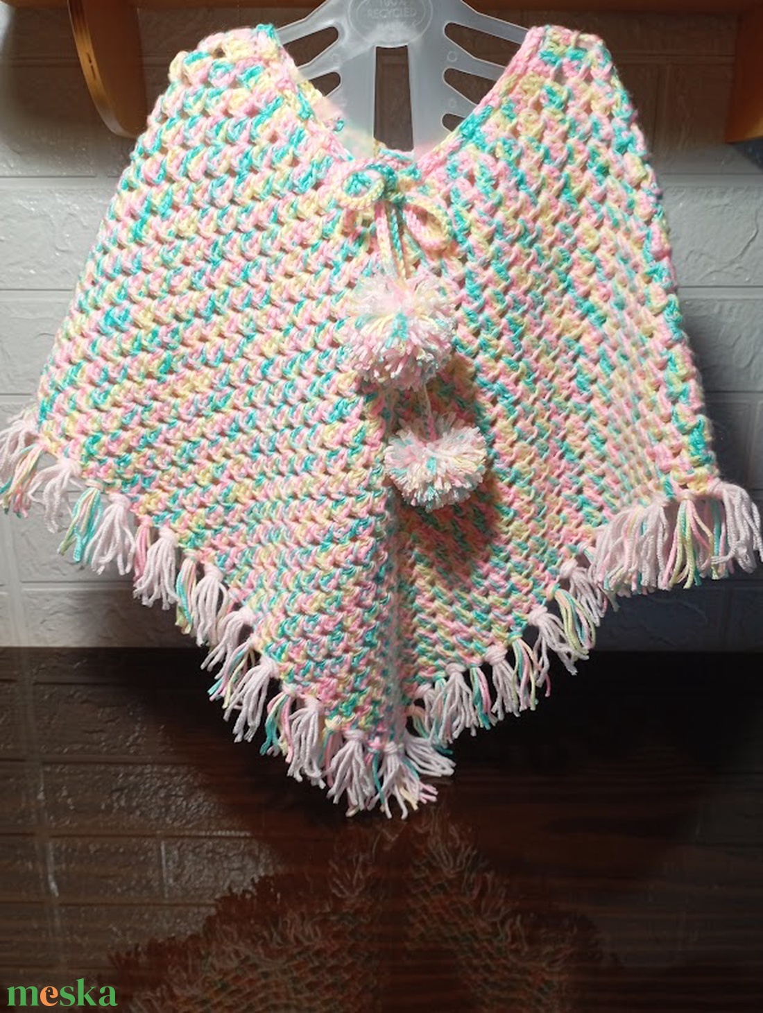 Színes tavaszi poncsó pici lányoknak - baba - mama - babaruházat - Meska.hu