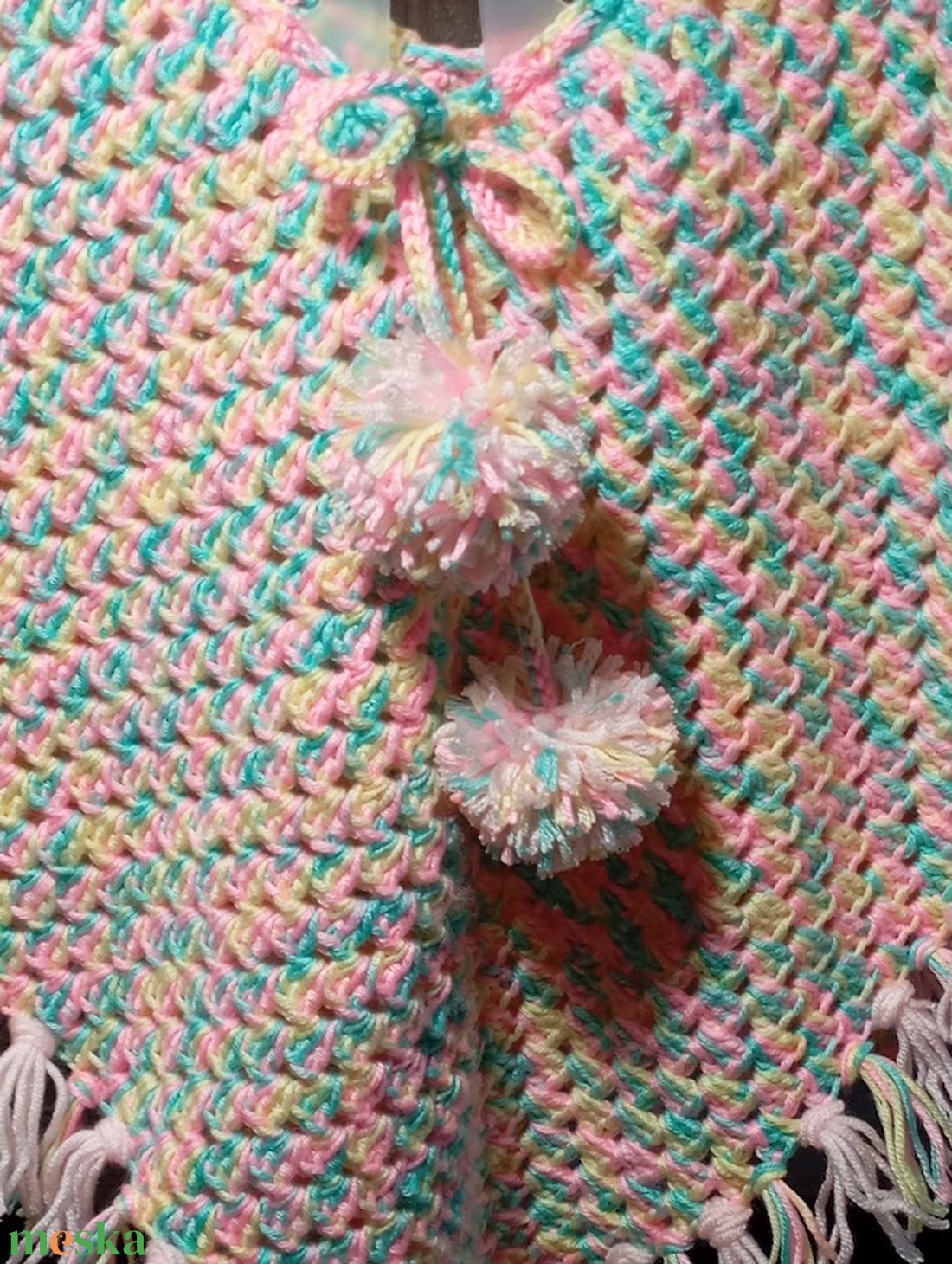 Színes tavaszi poncsó pici lányoknak - baba - mama - babaruházat - Meska.hu