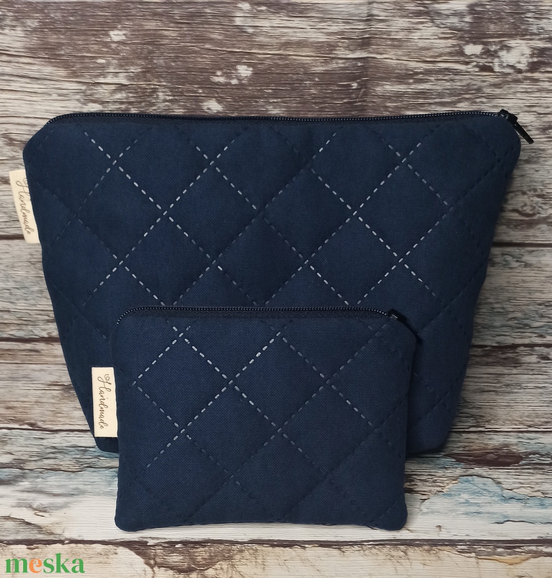 Pihe puha sötétkék neszeszer szett  - szépségápolás - arcápolás - smink kellék - Meska.hu