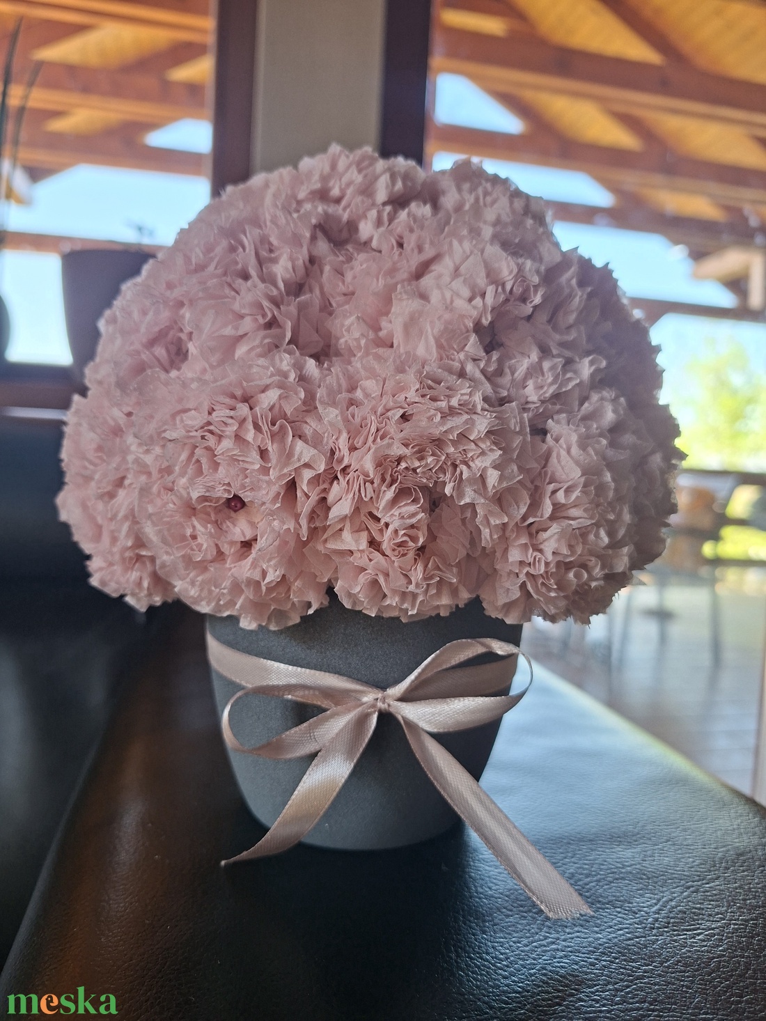 Szalvéta virág, szülinapra, névnapra, anyák napjára, ballagásra. Örökvirág. Ajándék. - otthon & életmód - virágdekoráció - virágdíszek - virágdísz kaspóban - Meska.hu