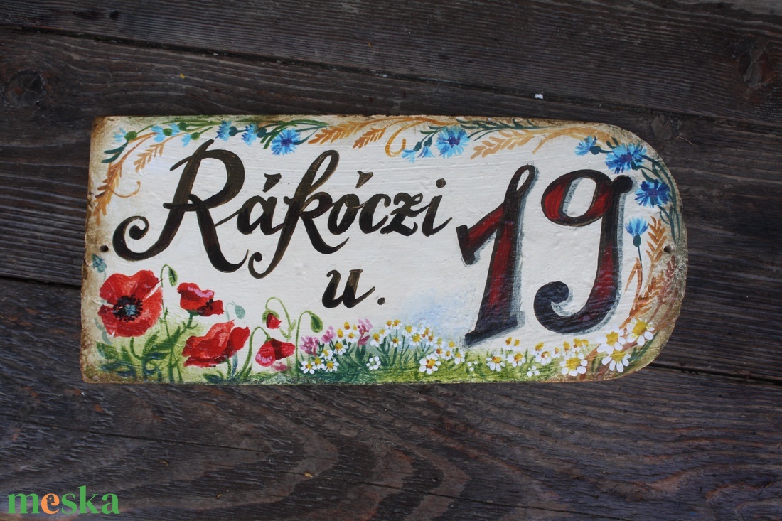 Festett Utcatábla (virágos) - otthon & életmód - ház & kert - házszám - Meska.hu