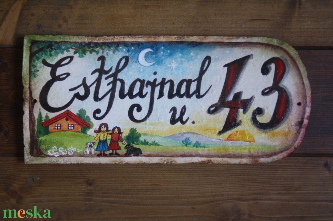 Festett Utcatábla (egyedi minta) - otthon & életmód - ház & kert - házszám - Meska.hu