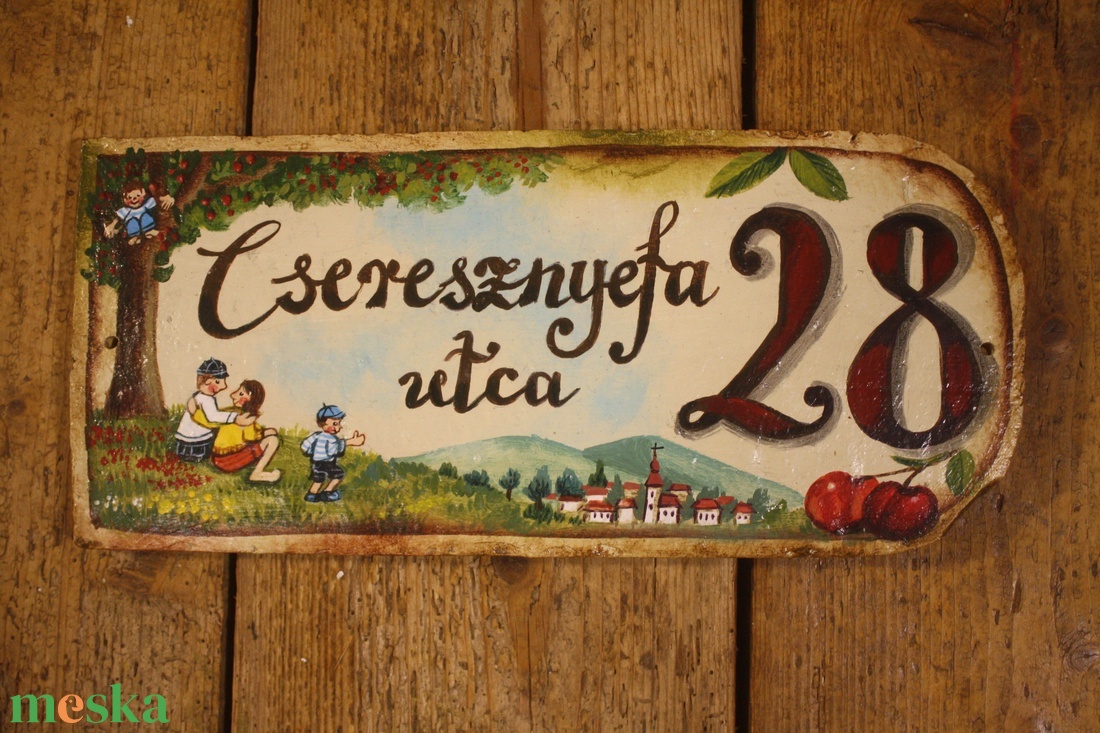 Festett Utcatábla (egyedi minta) - otthon & életmód - ház & kert - házszám - Meska.hu