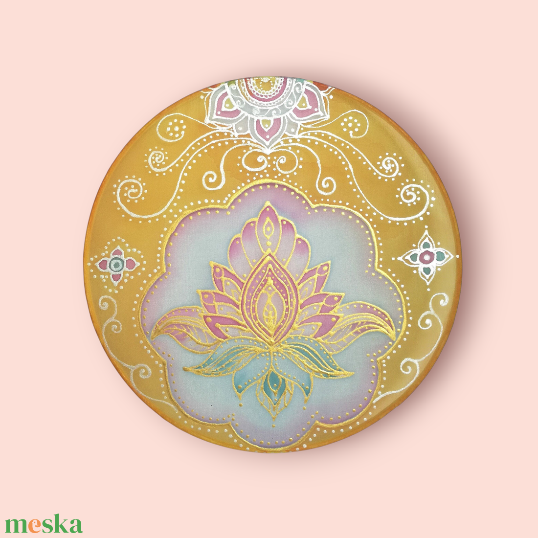 Lótusz Selyem mandala 20 cm - művészet - textilkép - egyéb - Meska.hu