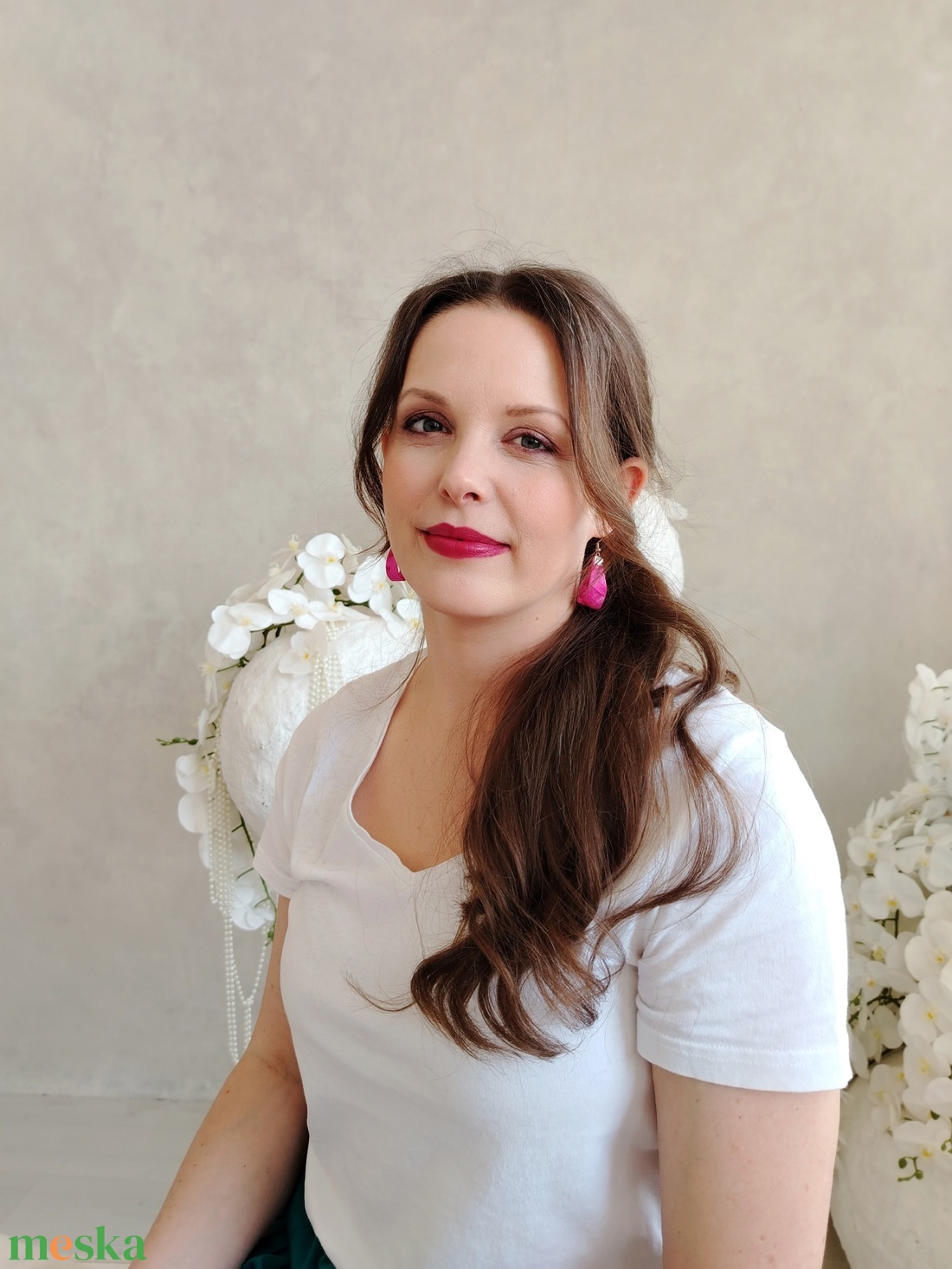 Kis Csepp selyemfüli - Pink - ékszer - fülbevaló - lógó csepp fülbevaló - Meska.hu