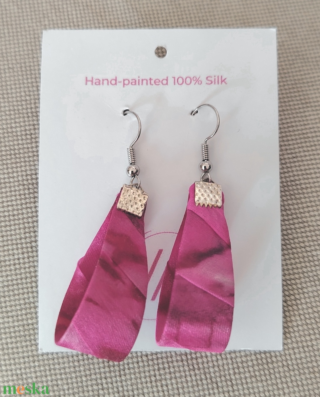 Kis Csepp selyemfüli - Pink - ékszer - fülbevaló - lógó csepp fülbevaló - Meska.hu