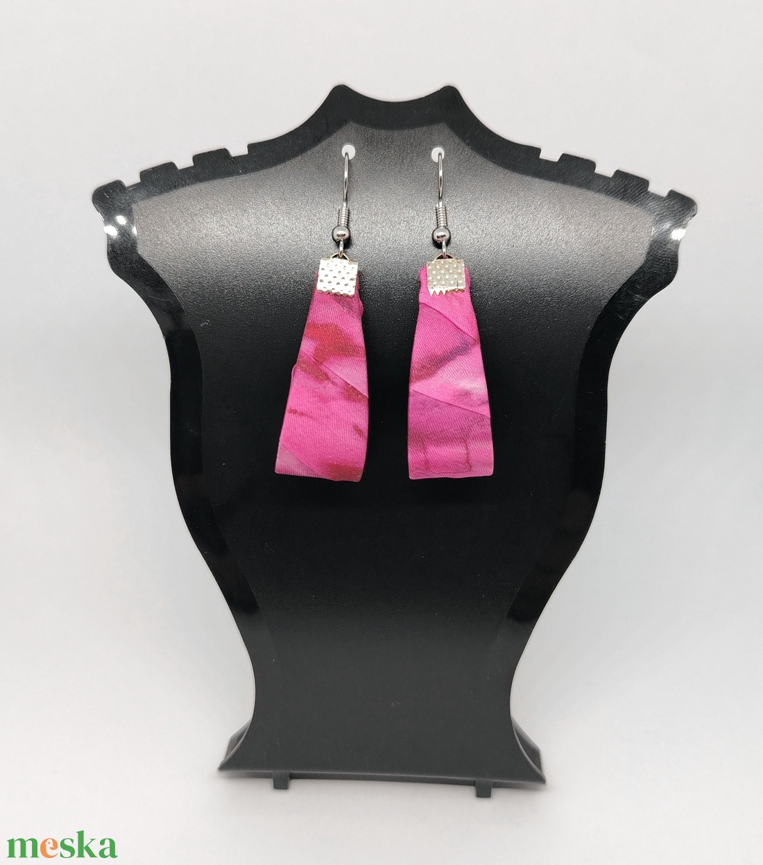 Kis Csepp selyemfüli - Pink - ékszer - fülbevaló - lógó csepp fülbevaló - Meska.hu