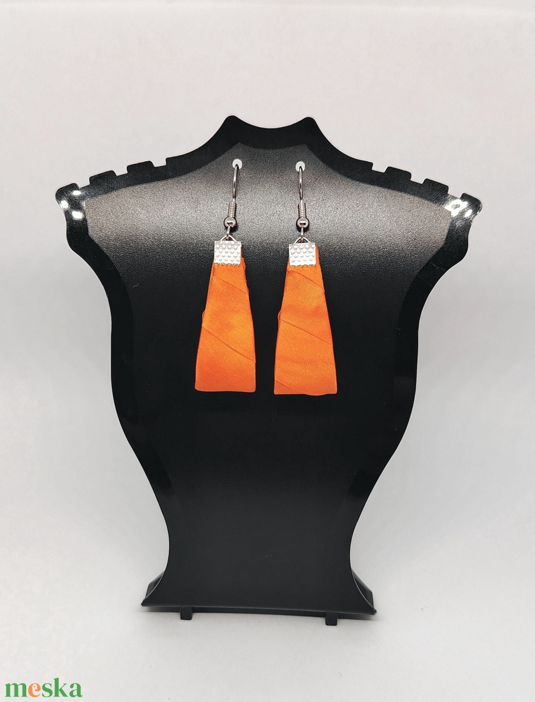 Kis Csepp selyemfüli - Narancs  - ékszer - fülbevaló - lógó csepp fülbevaló - Meska.hu