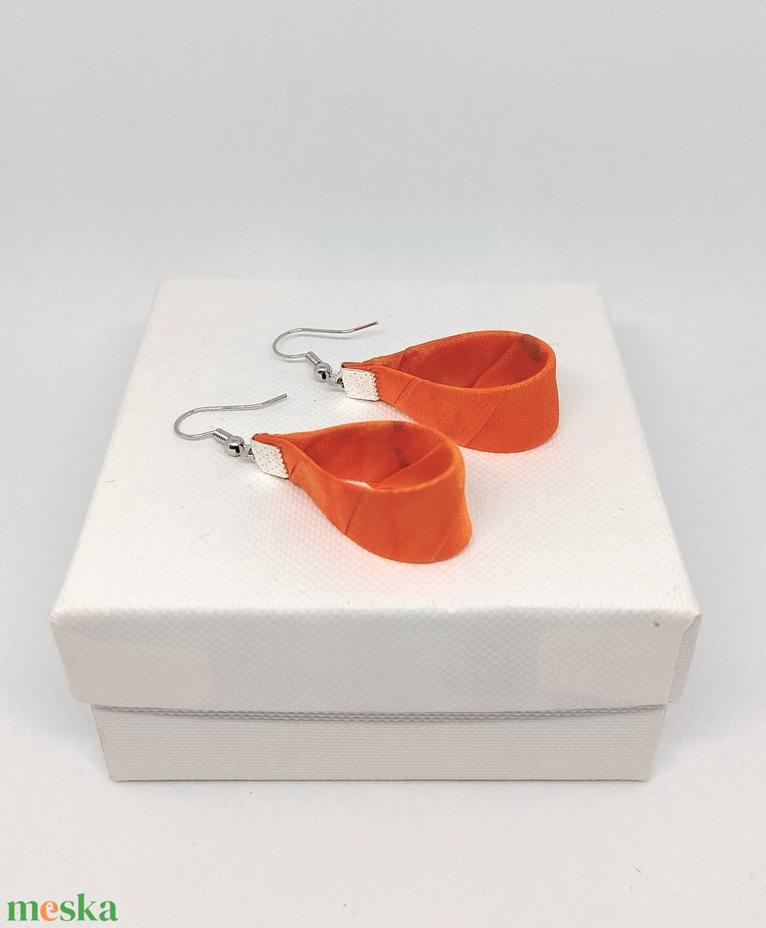 Kis Csepp selyemfüli - Narancs  - ékszer - fülbevaló - lógó csepp fülbevaló - Meska.hu