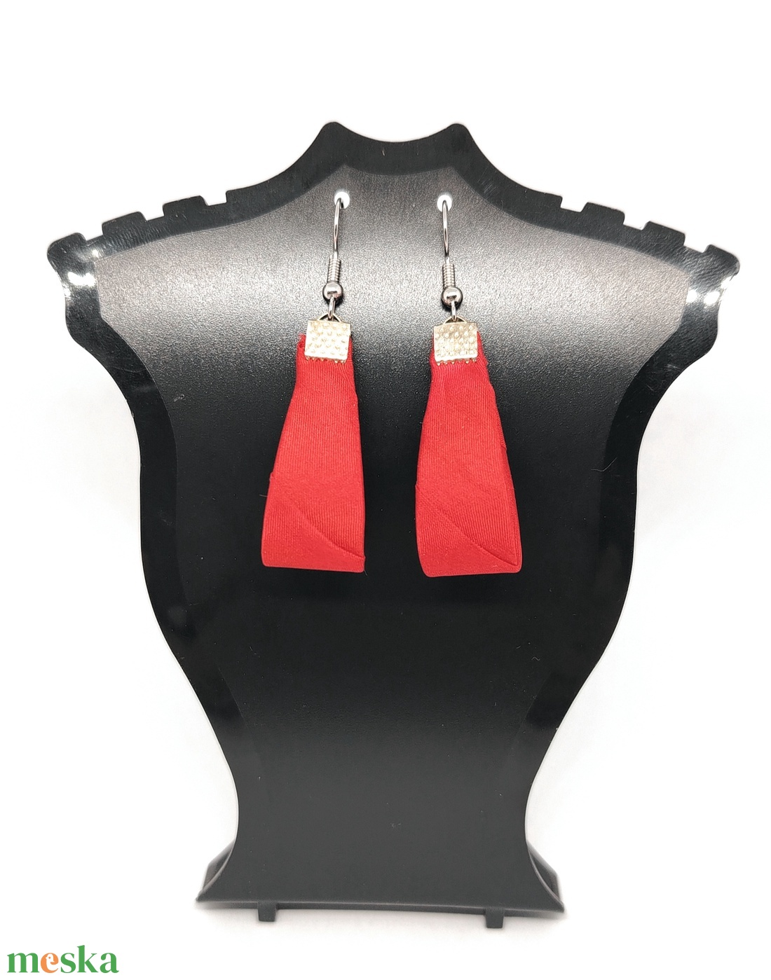 Kis Csepp selyemfüli - Piros  - ékszer - fülbevaló - lógó csepp fülbevaló - Meska.hu