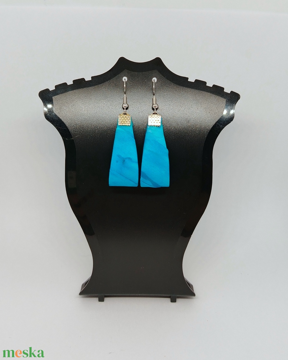 Kis Csepp selyemfüli - Türkiz - ékszer - fülbevaló - lógó csepp fülbevaló - Meska.hu