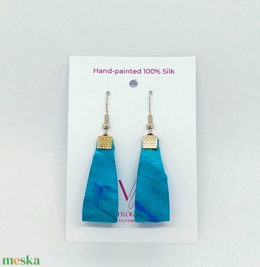 Kis Csepp selyemfüli - Türkiz - ékszer - fülbevaló - lógó csepp fülbevaló - Meska.hu