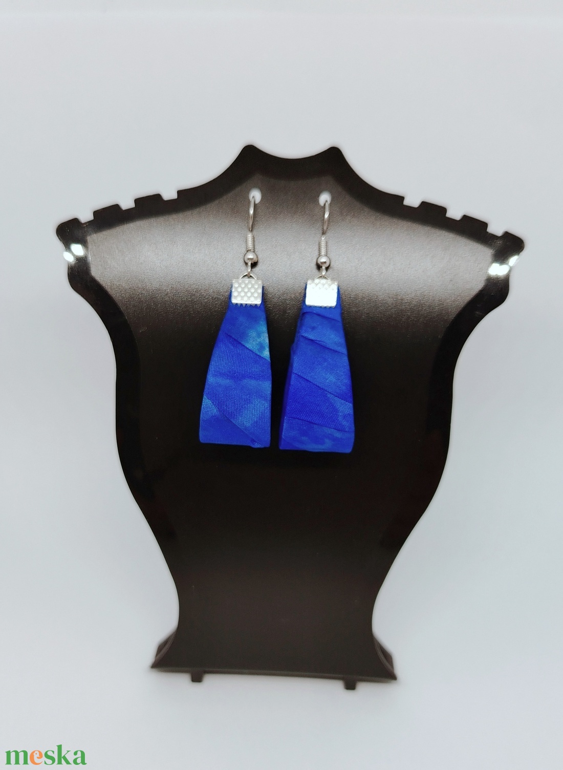 Kis Csepp selyemfüli - Sötétkék  - ékszer - fülbevaló - lógó csepp fülbevaló - Meska.hu