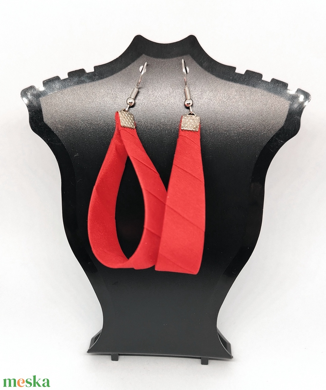 Nagy Csepp selyemfüli - Piros  - ékszer - fülbevaló - lógó csepp fülbevaló - Meska.hu