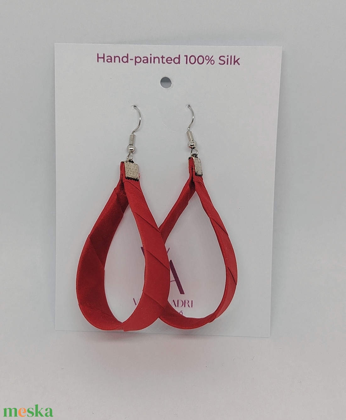 Nagy Csepp selyemfüli - Piros  - ékszer - fülbevaló - lógó csepp fülbevaló - Meska.hu