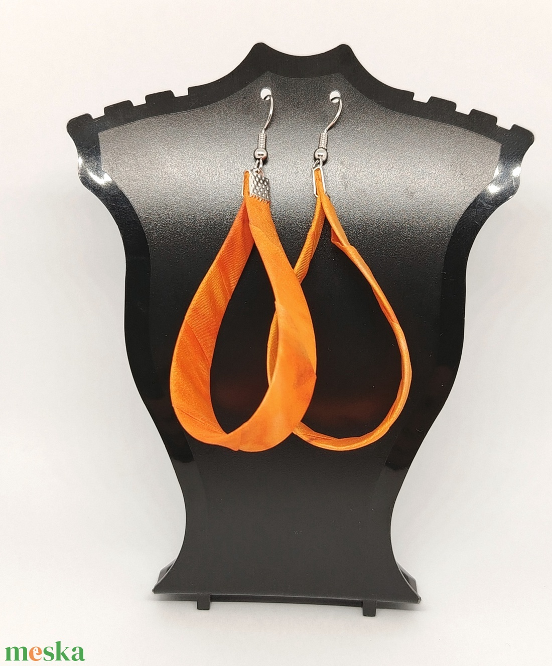 Nagy Csepp selyemfüli - Narancs  - ékszer - fülbevaló - lógó csepp fülbevaló - Meska.hu