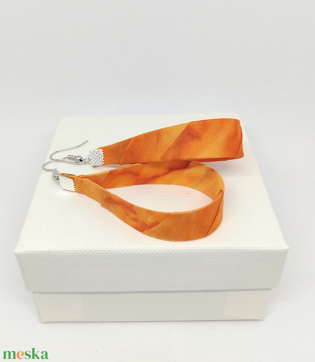 Nagy Csepp selyemfüli - Narancs  - ékszer - fülbevaló - lógó csepp fülbevaló - Meska.hu