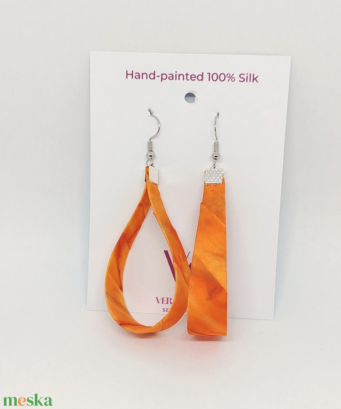 Nagy Csepp selyemfüli - Narancs  - ékszer - fülbevaló - lógó csepp fülbevaló - Meska.hu