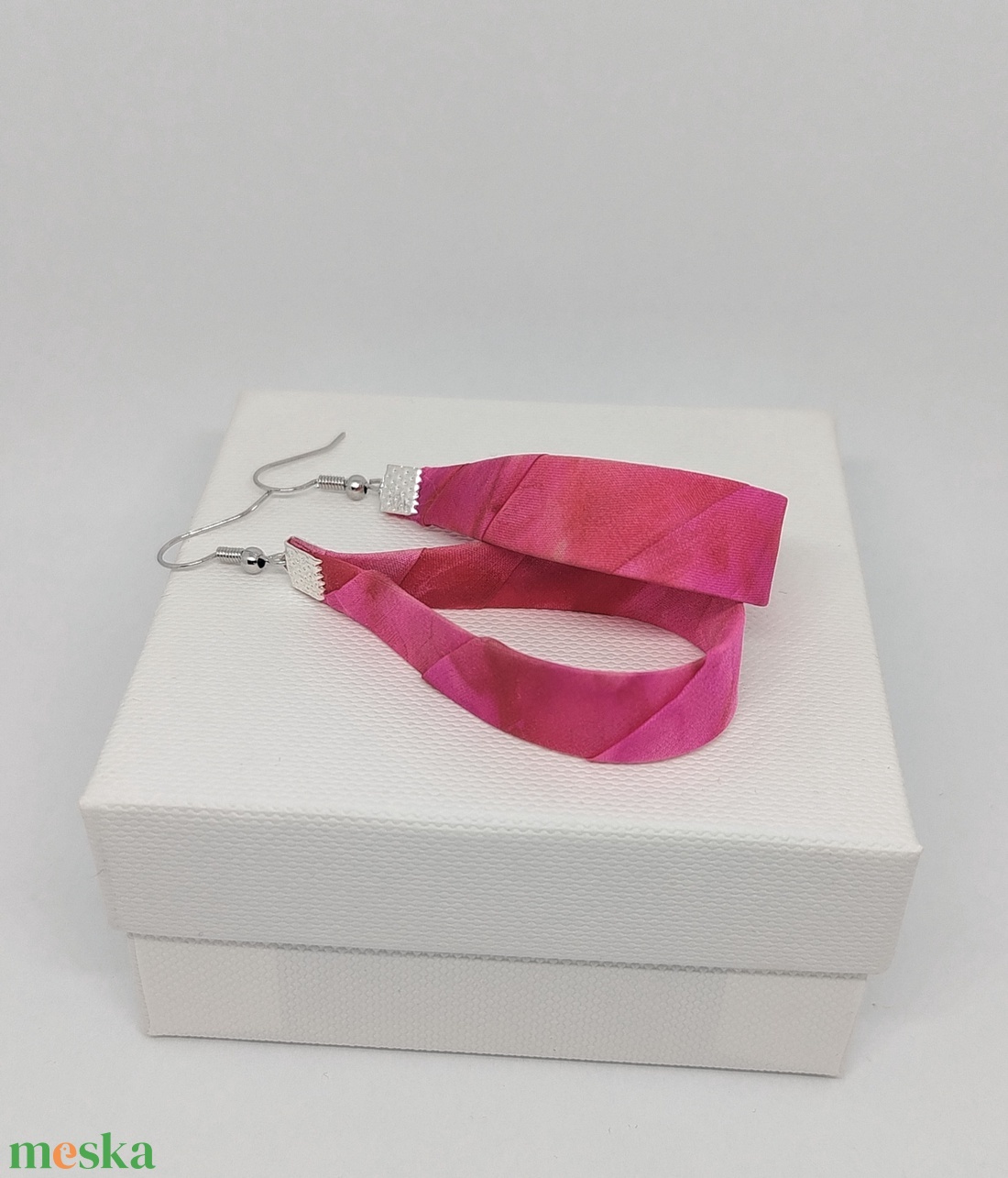 Nagy Csepp selyemfüli - Pink - ékszer - fülbevaló - lógó csepp fülbevaló - Meska.hu